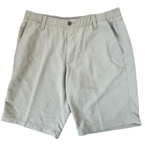 Mens Under Armour Match Play Tan Khaki‎ Beige golf shorts 38 UA stretch Waist